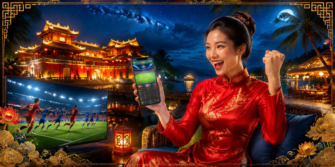 Người dùng tại Huế trong trang phục áo dài theo dõi kết quả cá cược thể thao trực tuyến