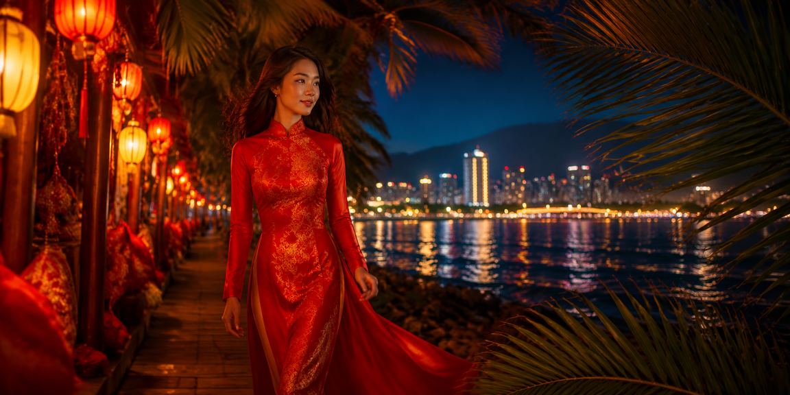 Người dùng VIP tại Quy Nhơn kiểm tra bonus và thanh toán trực tuyến trong trang phục áo dài